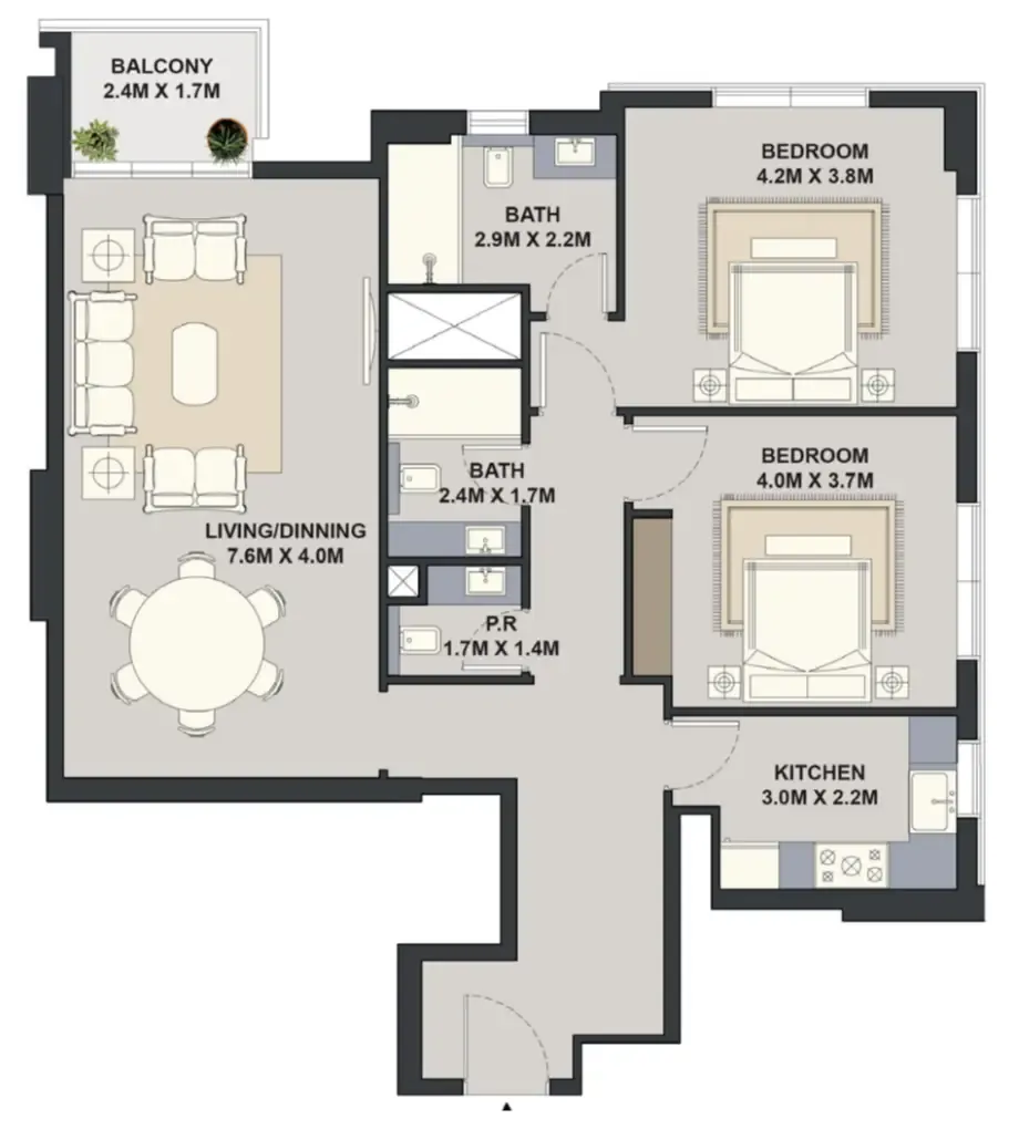 Floor plan — 2 BR