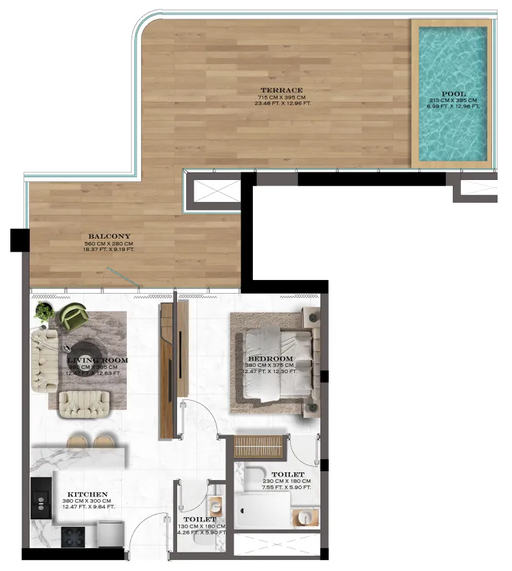Floor plan — 1 BR