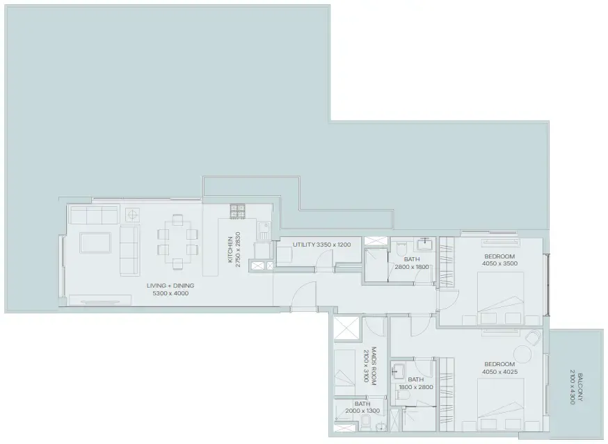 Floor plan — 2 BR