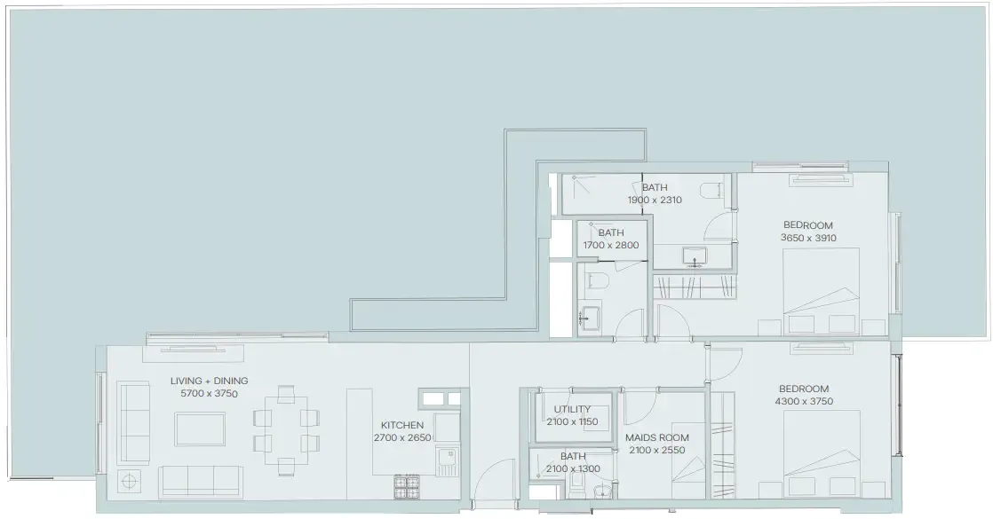 Floor plan — 2 BR