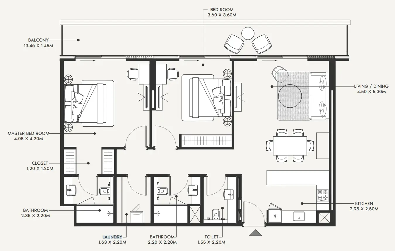 Floor plan — 2 BR