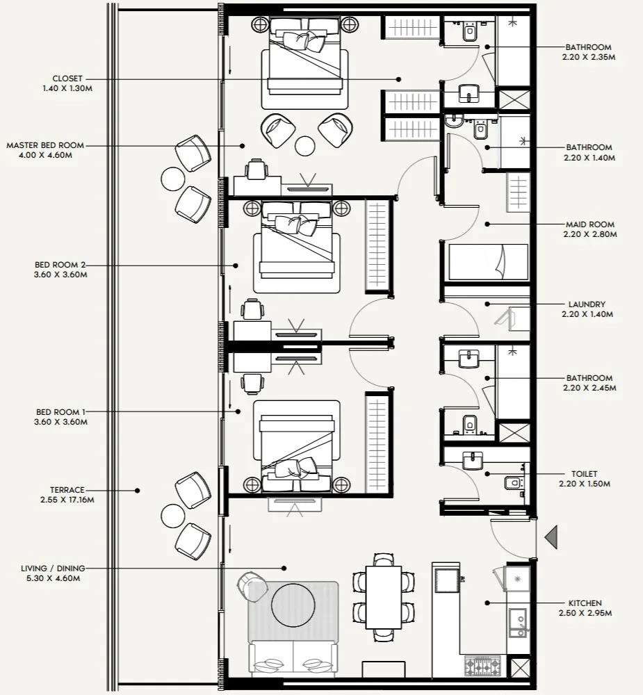 Floor plan — 3 BR