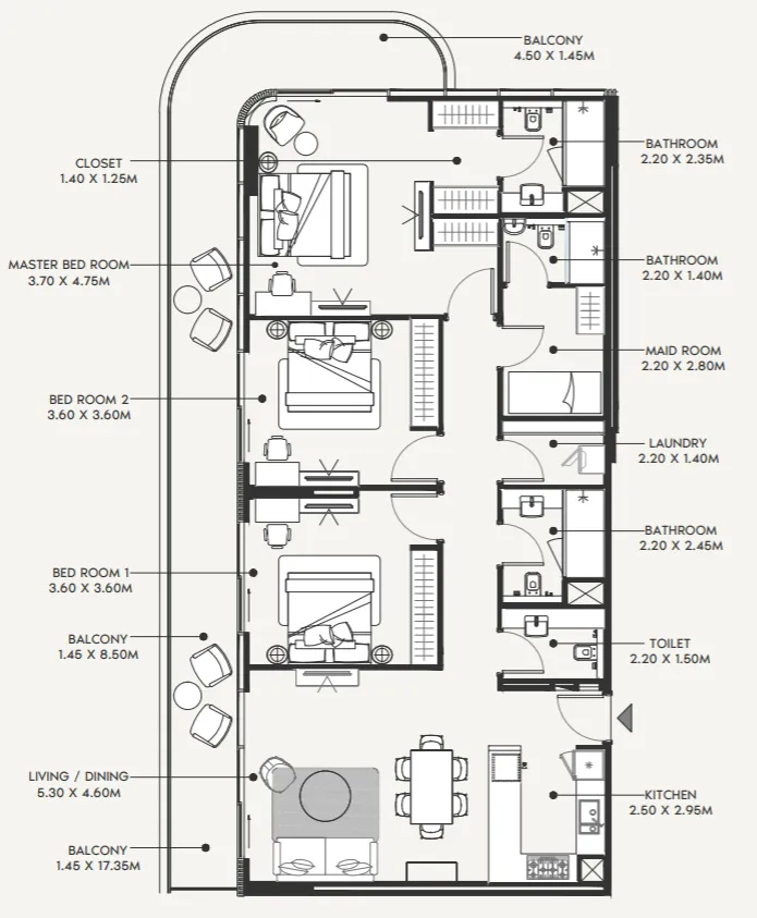 Floor plan — 3 BR