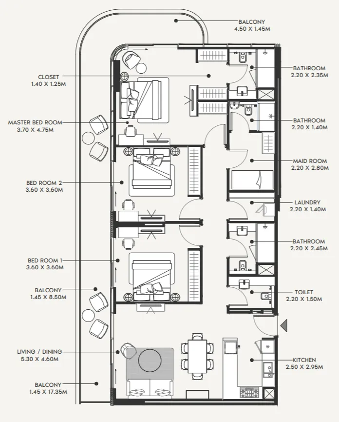 Floor plan — 3 BR