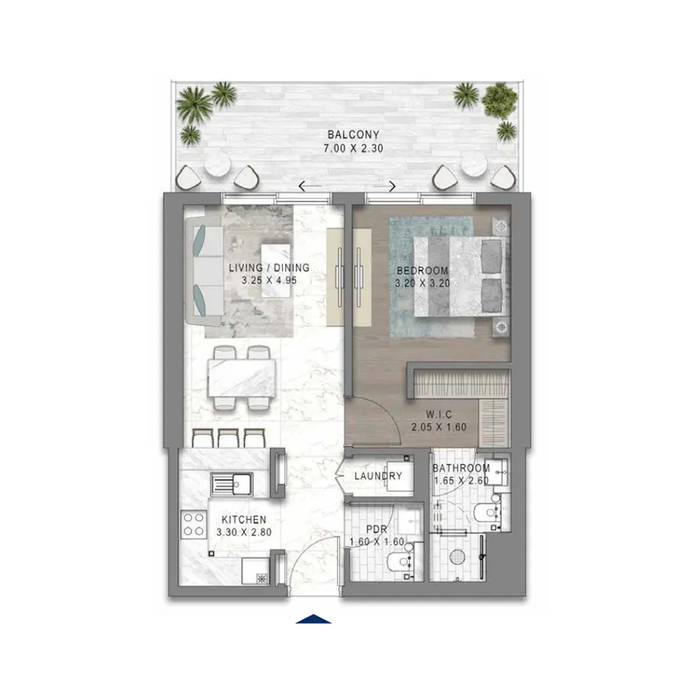 Floor plan — 1 BR