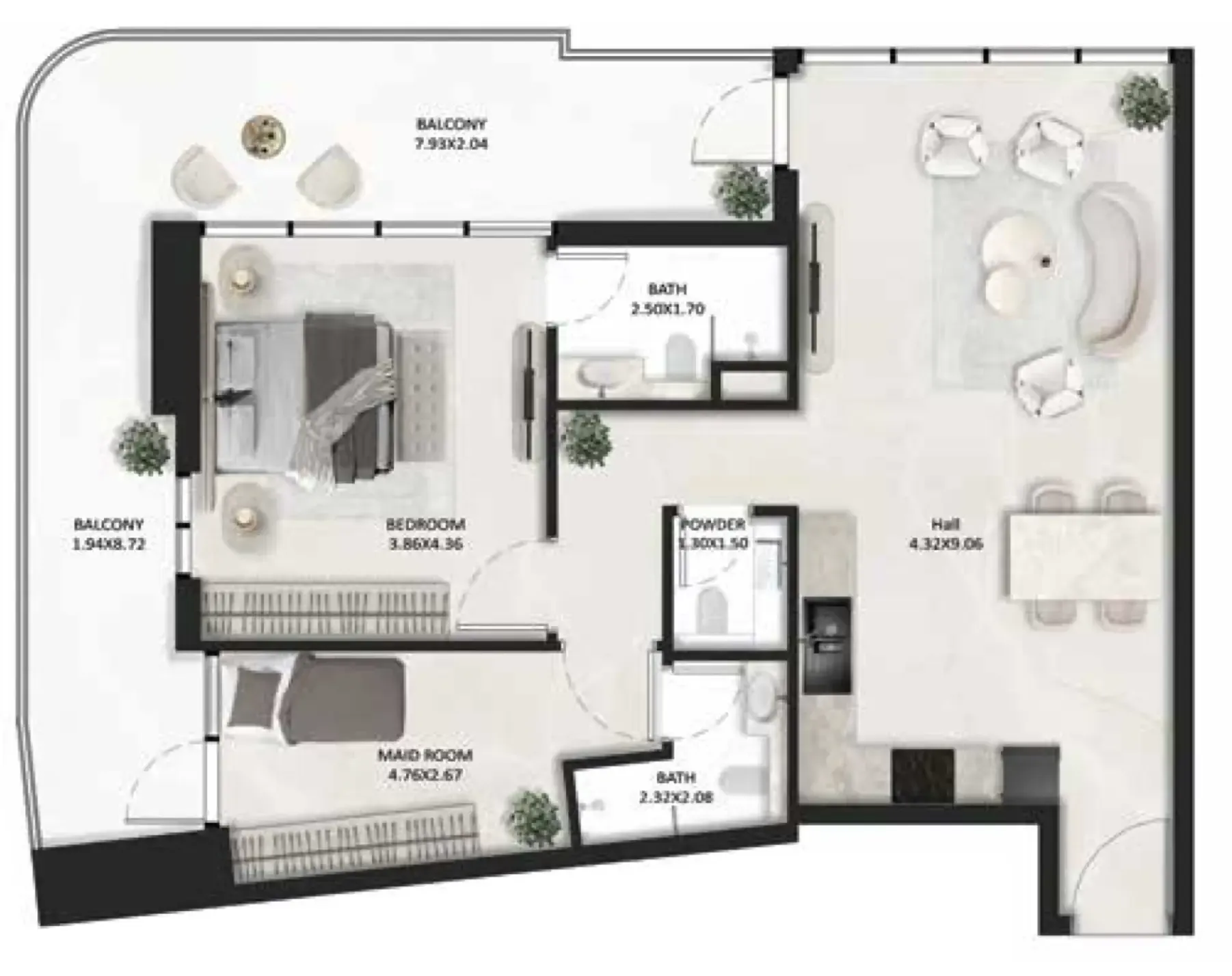 Floor plan — 1 BR