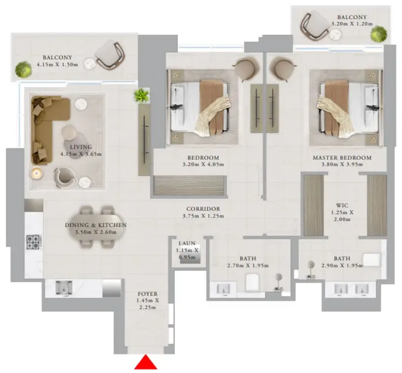 Floor plan — 2 BR