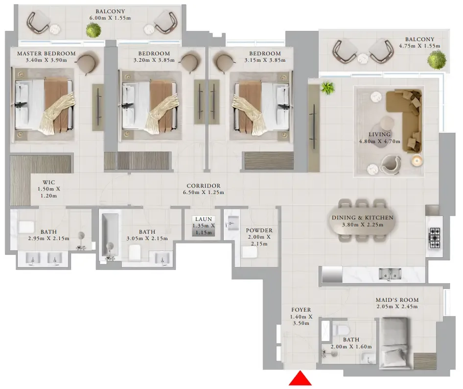 Floor plan — 3 BR