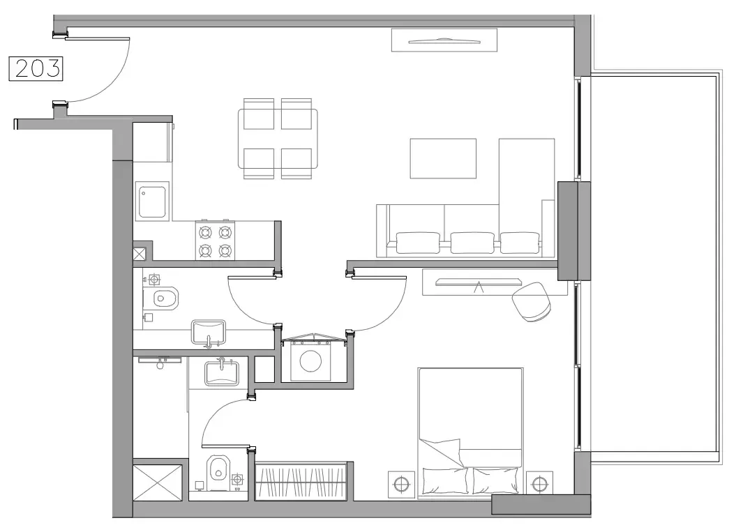 Floor plan — 1 BR