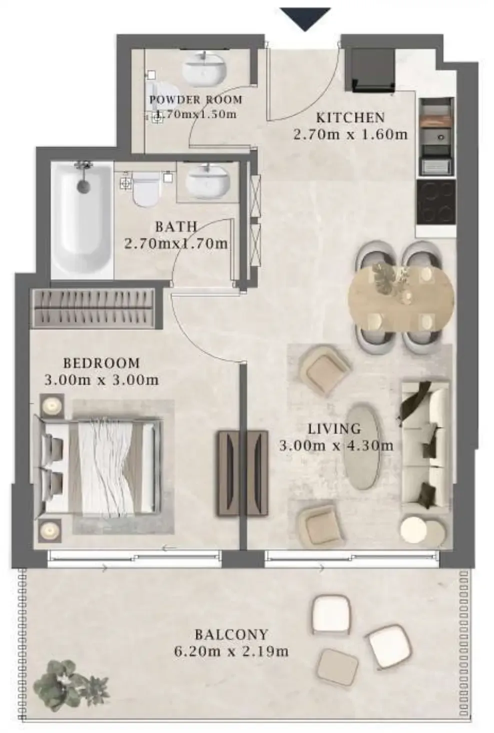 Floor plan — 1 BR