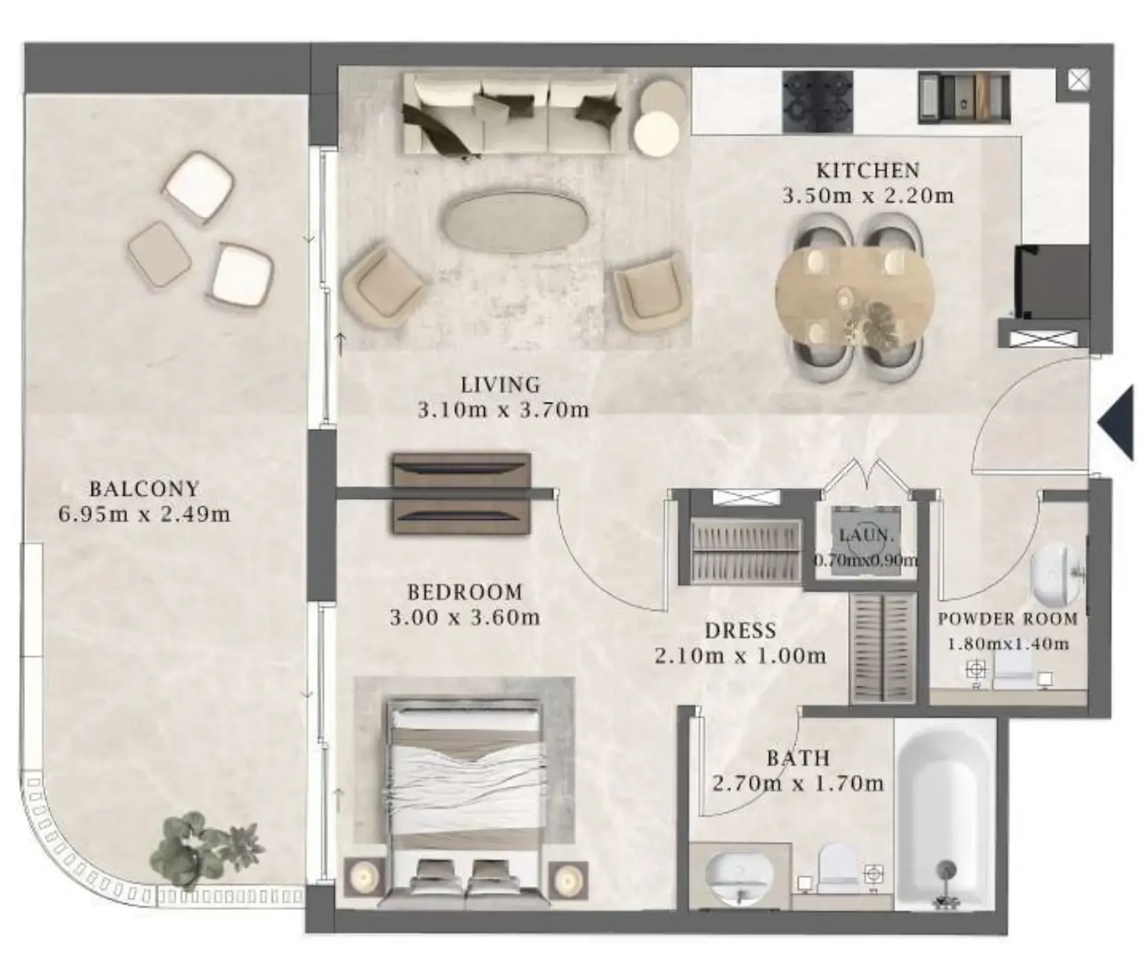 Floor plan — 1 BR