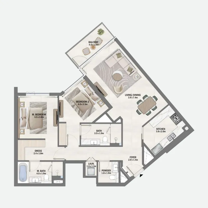 Floor plan — 2 BR