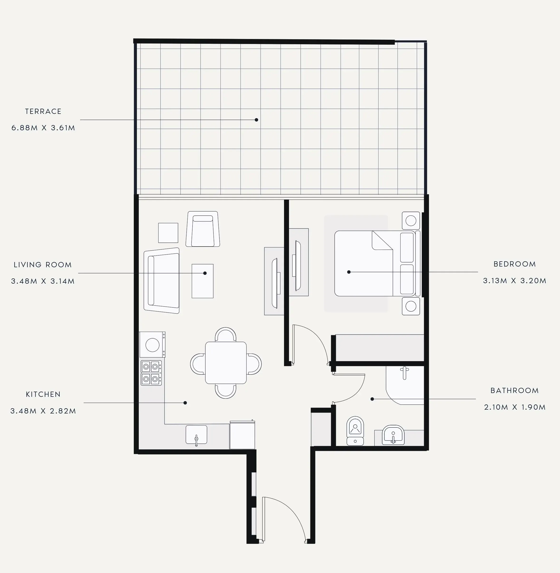 Floor plan — 1 BR