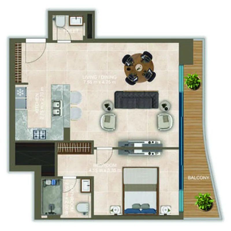 Floor plan — 1 BR
