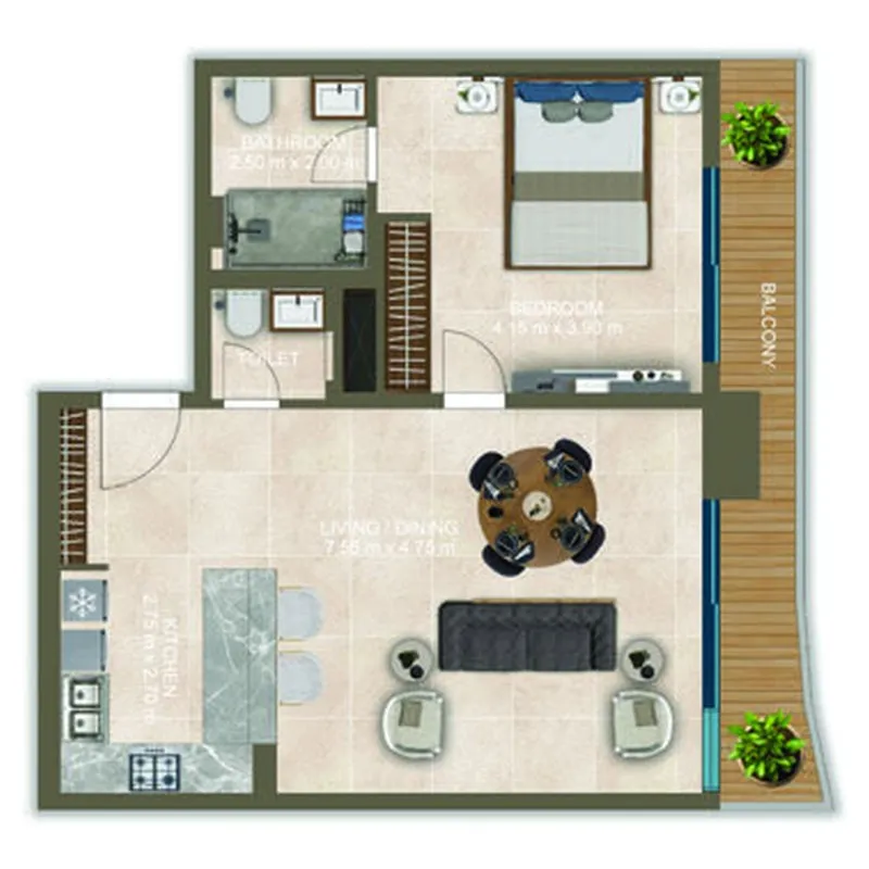 Floor plan — 1 BR