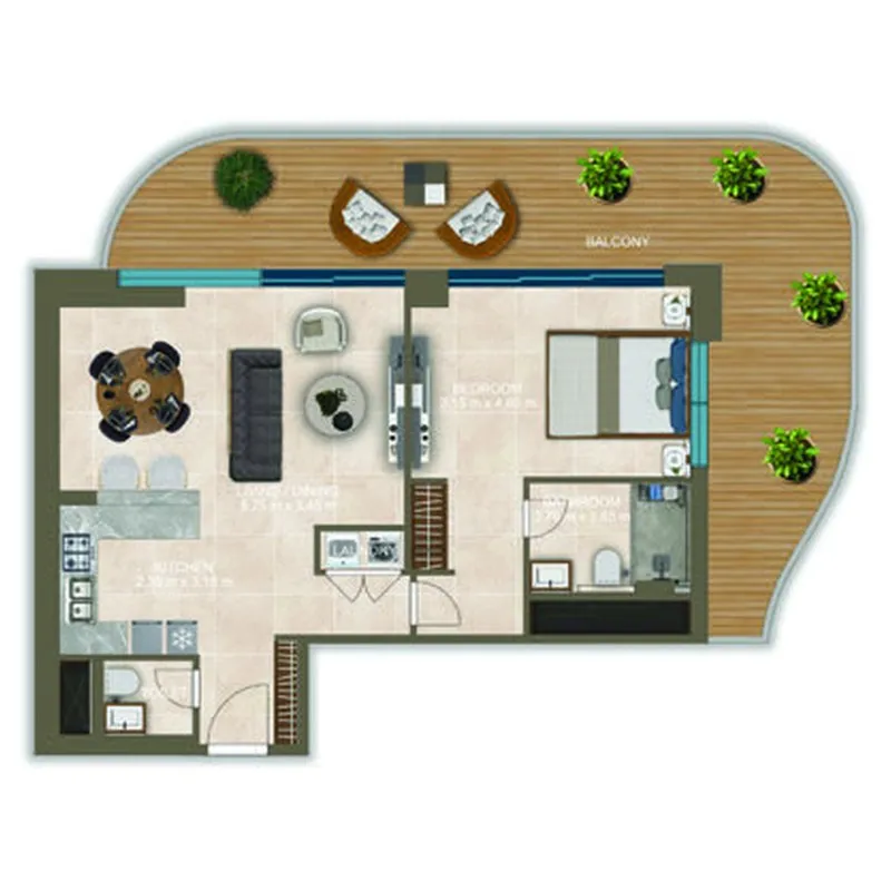 Floor plan — 1 BR