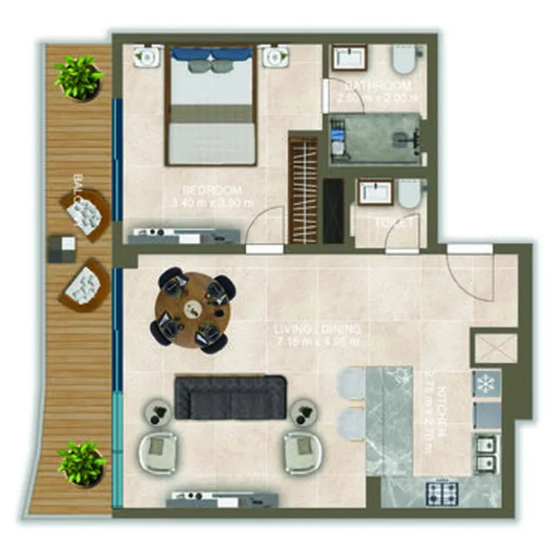 Floor plan — 1 BR