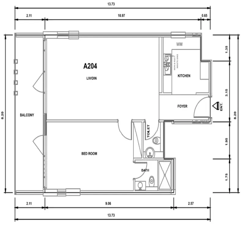 Floor plan — 1 BR