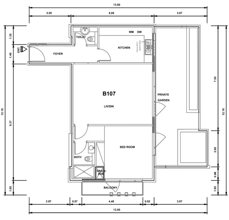 Floor plan — 1 BR