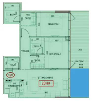 Floor plan — 2 BR