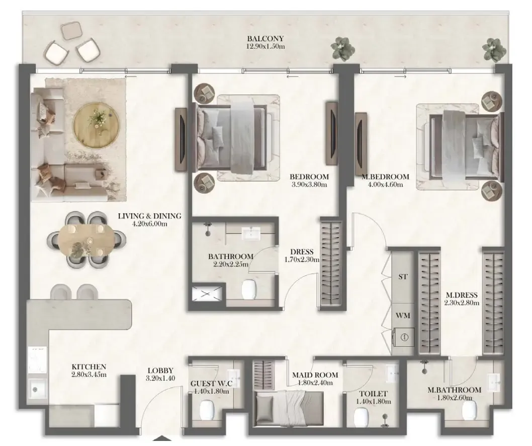 Floor plan — 2 BR