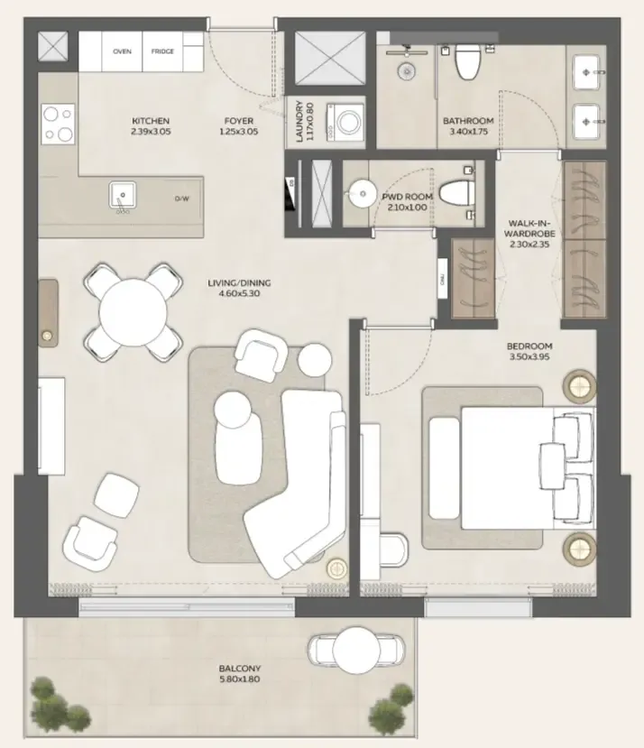 Floor plan — 1 BR