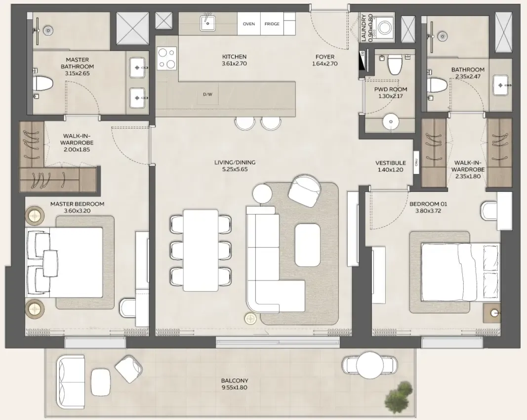 Floor plan — 2 BR
