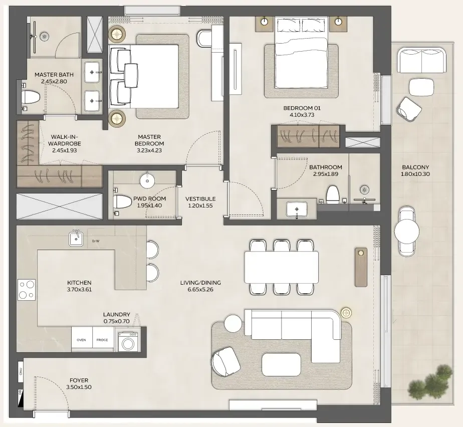 Floor plan — 2 BR