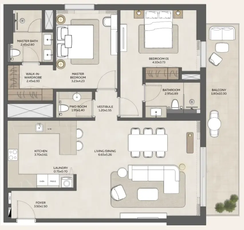 Floor plan — 2 BR