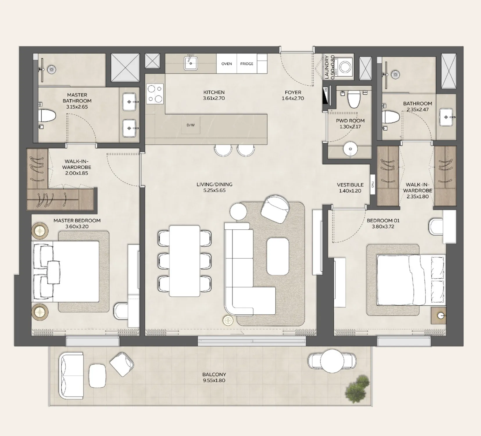 Floor plan — 2 BR