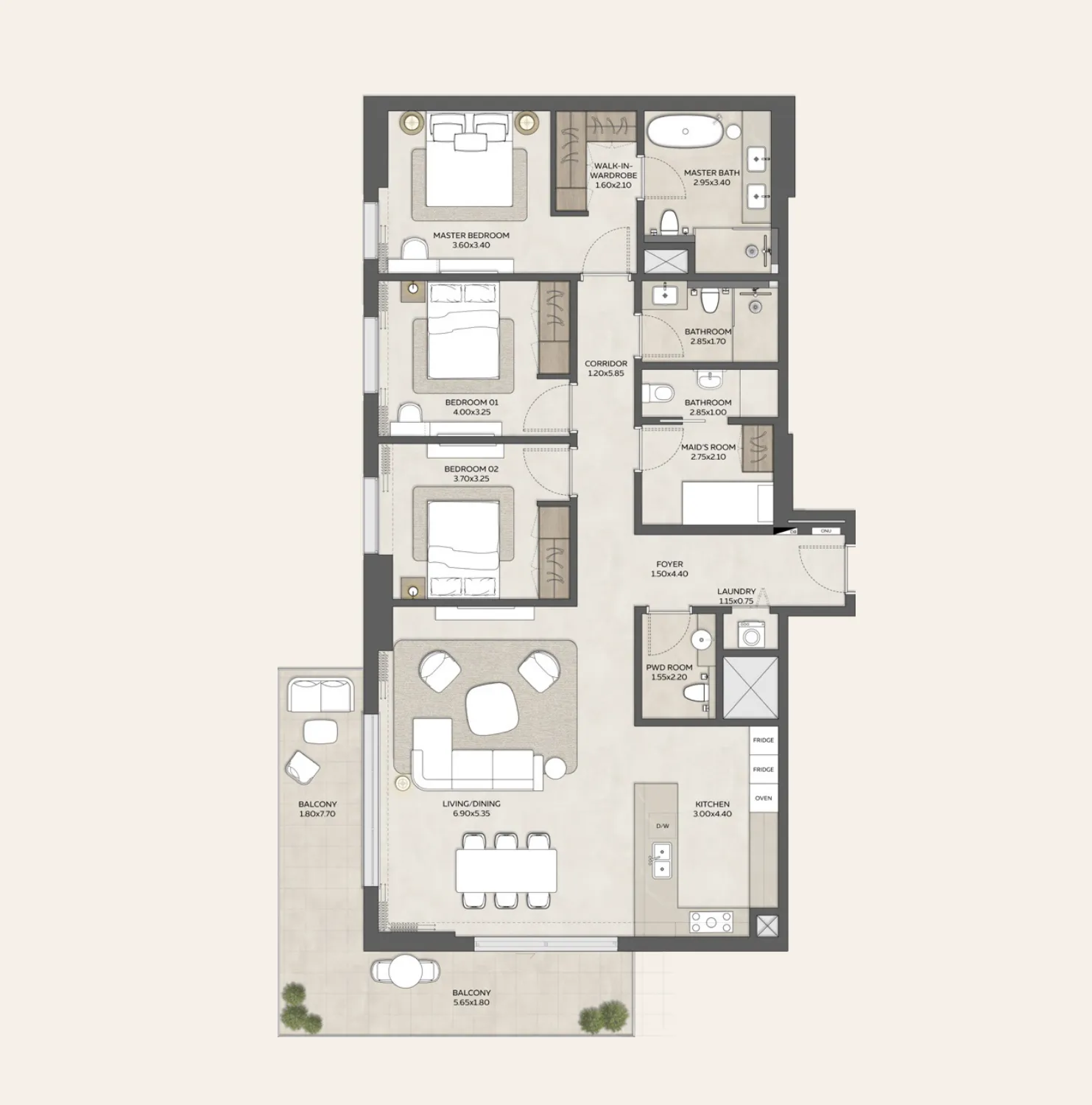 Floor plan — 3 BR