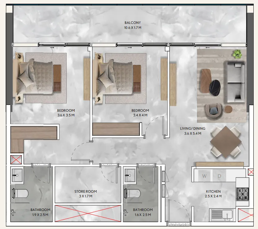 Floor plan — 2 BR