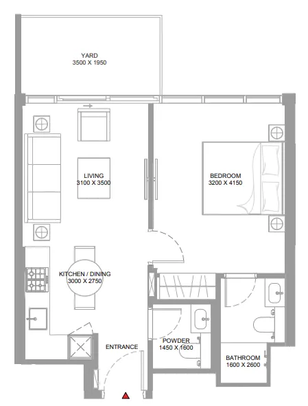 Floor plan — 1 BR