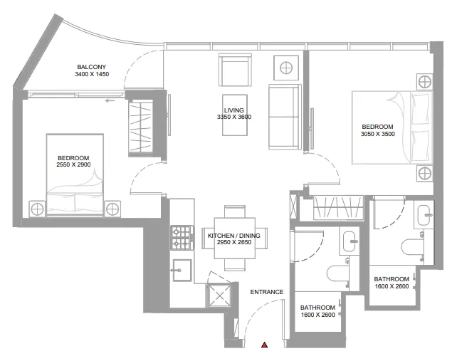 Floor plan — 2 BR
