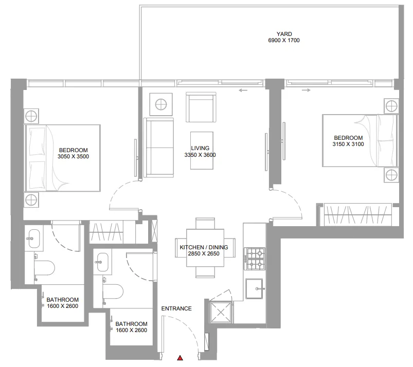 Floor plan — 2 BR