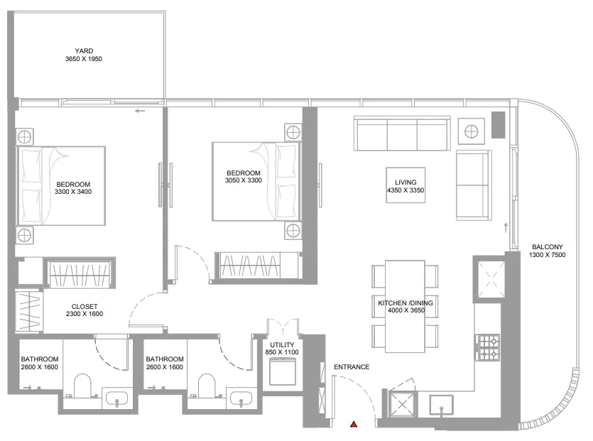 Floor plan — 2 BR