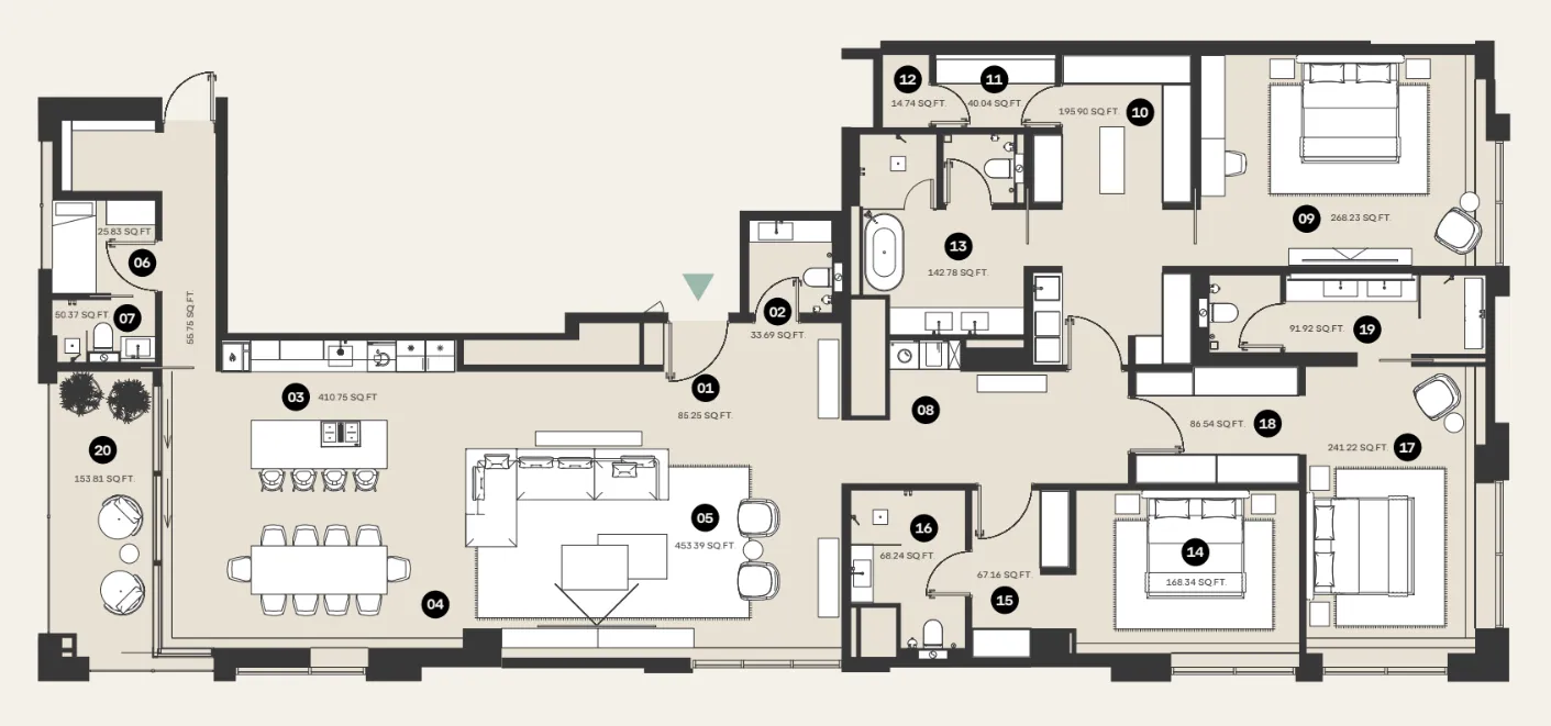 Floor plan — 3 BR