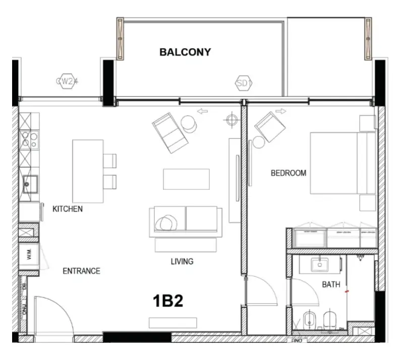 Floor plan — 1 BR