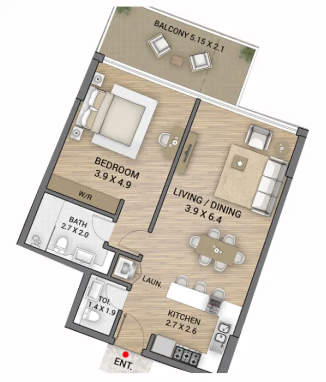 Floor plan — 1 BR