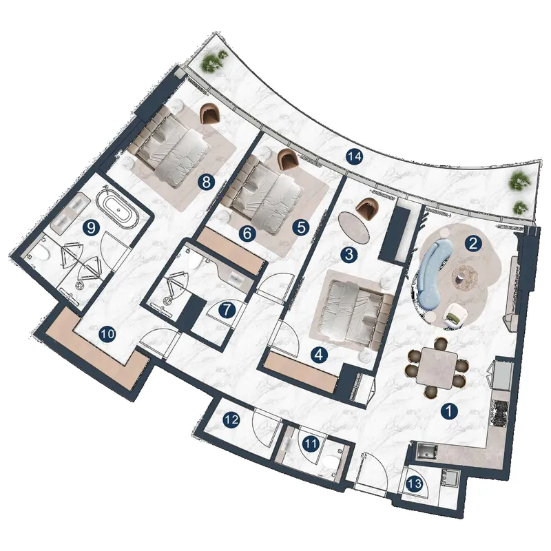 Floor plan — 3 BR