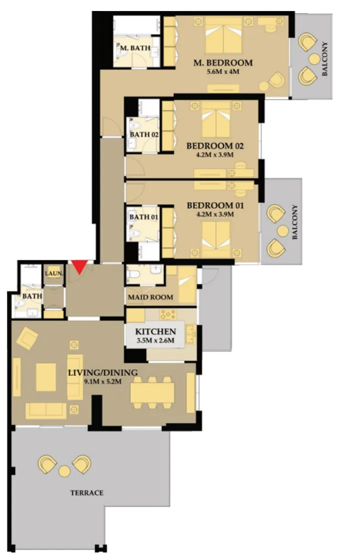 Floor plan — 3 BR