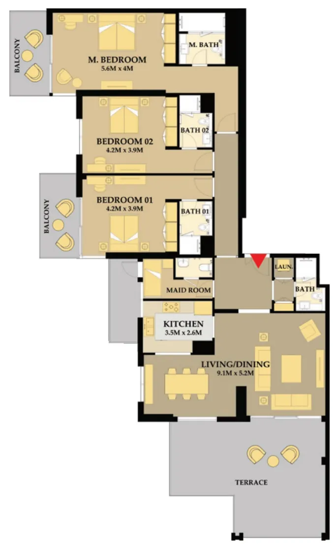 Floor plan — 3 BR