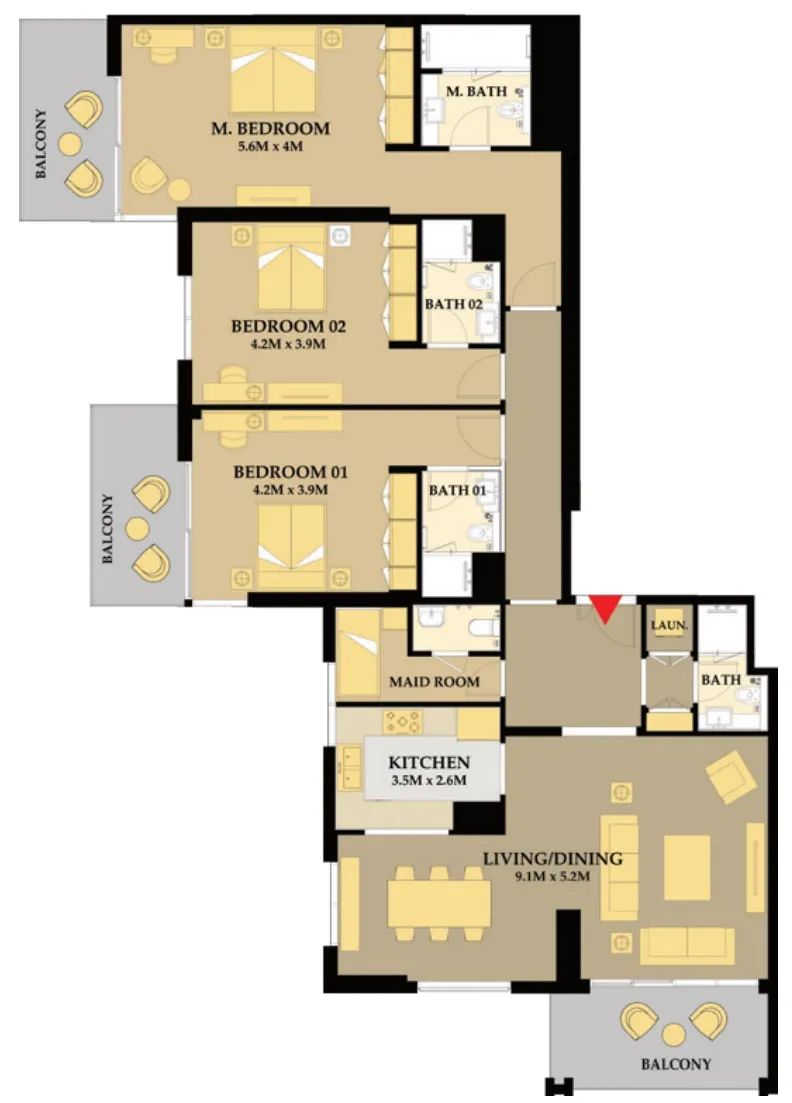Floor plan — 3 BR