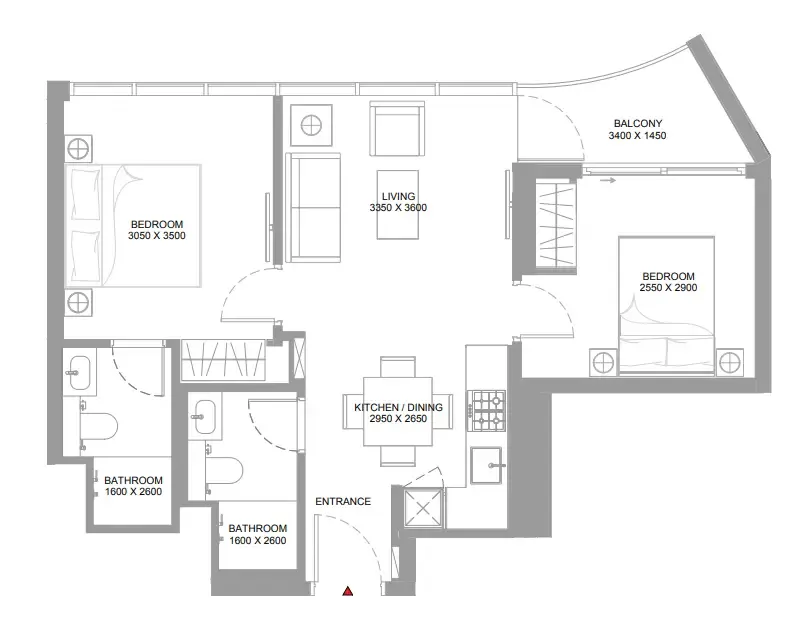 Floor plan — 2 BR