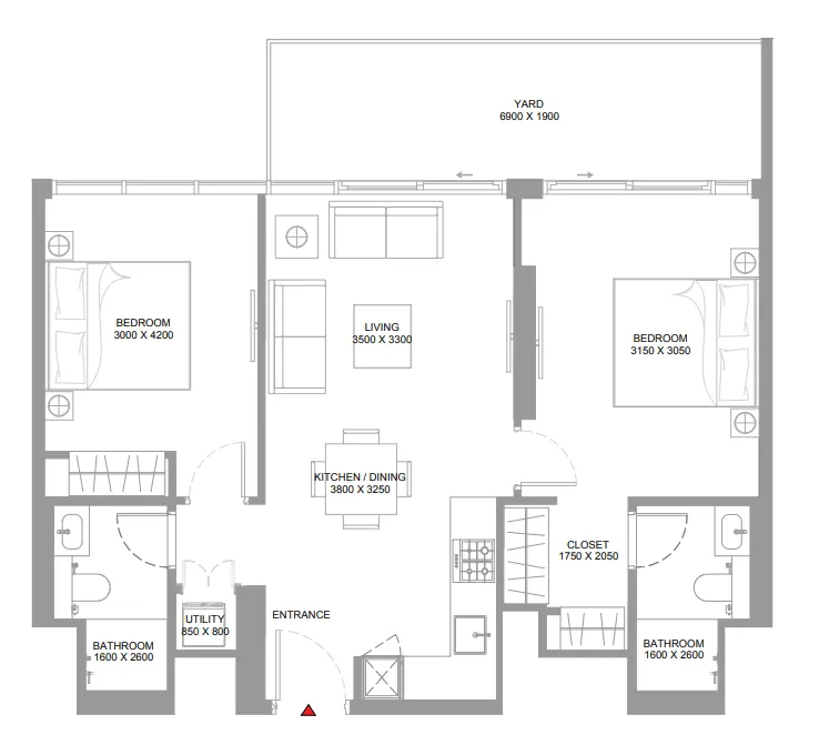 Floor plan — 2 BR