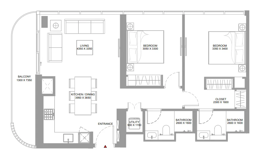 Floor plan — 2 BR