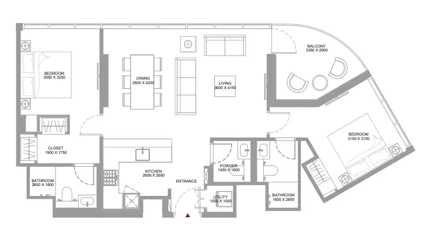Floor plan — 2 BR