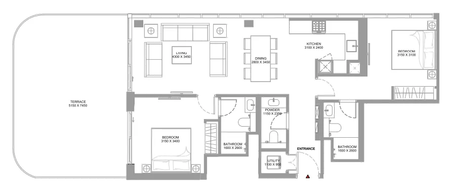 Floor plan — 2 BR