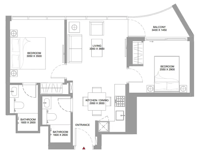 Floor plan — 2 BR
