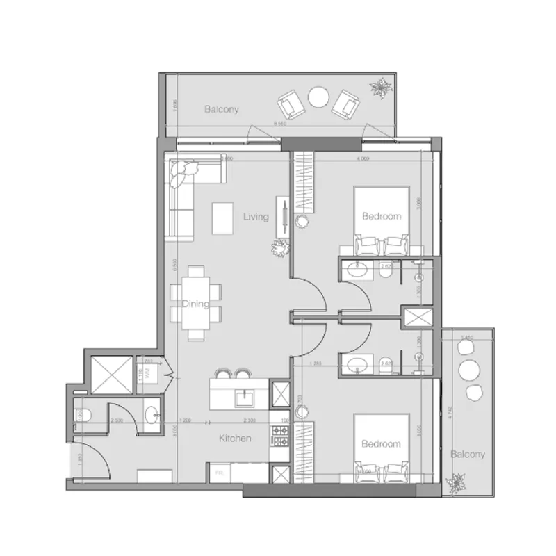 Floor plan — 2 BR
